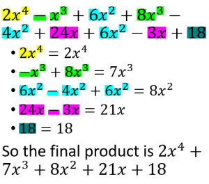 Continuation of color-coded large-polynomial multiplication