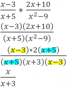 Example of multiplying a rational expression with polynomials