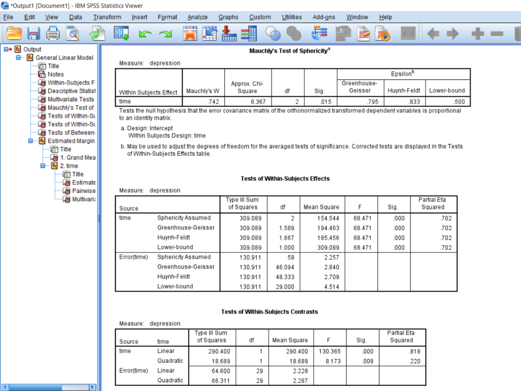 Screenshot of SPSS document