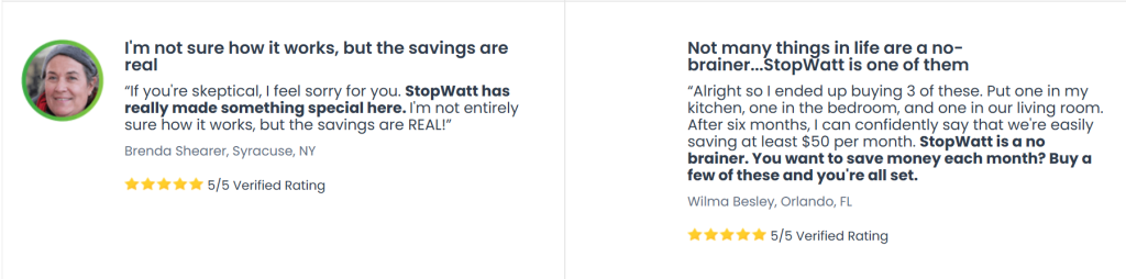 StopWatt Customer Reviews