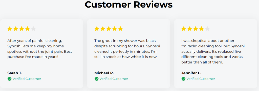 Synoshi Pro Customer Reviews