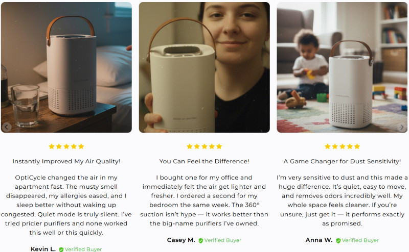 OptiCycle Anion Air Purifier Customer Reviews