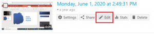 Screenshot showing Panopto video and edit button